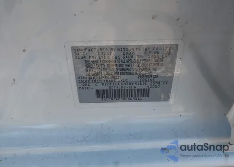 2017 Nissan Versa 1.6 Sv z USA, uszkodzony, nr VIN 3N1CN7AP3HL869311